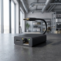 Adaptador Ethernet Tipo C 2 en 1, Tarjeta de Red Cableada Dual de 100 Mbps, Carga Rápida PD de 100 W, Hub Plug and Play para Computadora Portátil