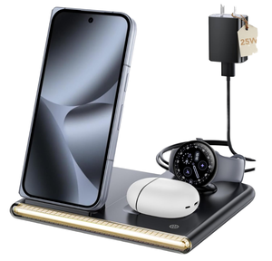 Cargador Inalámbrico para Google <span class=keywords><strong>Pixel</strong></span> Watch 4, <span class=keywords><strong>Pixel</strong></span> 10 Pro Series, <span class=keywords><strong>Pixel</strong></span> <span class=keywords><strong>Buds</strong></span> Pro 2 - Luz Nocturna y Estación de Carga de 20W - Product Image 4