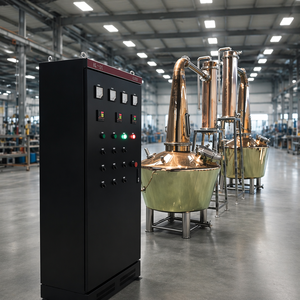 Sistema di Distillazione Whisky a Doppia Campana in Rame Rosso con Braccio Lungo, Distillatore di Alcol con Scatola di Controllo Temperatura in Acciaio Inossidabile - Product Image 1