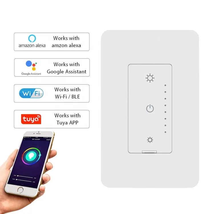 LEELEN OEM/ODM google alexa tuya app rumah 3 cara LED dimmer WIFI / BLE 120V smart touch segmen dimmer switch untuk lampu led
