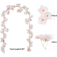 Guirlande de fleurs artificielles de cerisier réalistes et douces en soie gaufrée pour la couverture des conduits de climatisation