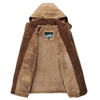 Veste matelassée en polaire coupe-vent pour homme, taille plus, parka décontractée, manteau thermique épais, capuche, logo sur le devant, doublure en coton, col mandarin