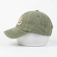 Gorra de Béisbol Deportiva Curva de Algodón Lavado sin Estructura de 6 Paneles con Logotipo Personalizado al por Mayor, Bordado 3D Hinchado, Estilo Vintage Verde Oliva para Papá