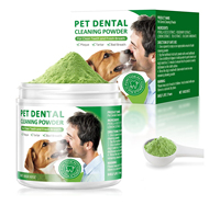 Poudre nettoyante pour dents de chiens et chats OEM/ODM la plus vendue avec des algues marines, réduit la plaque dentaire et la mauvaise haleine, soutient le système immunitaire