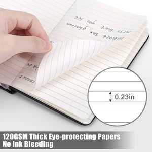 Taccuino tascabile da 3,5 x 5,5 pollici in pelle PU a righe, copertina rigida, mini diario con carta spessa 120g - Product Image 6