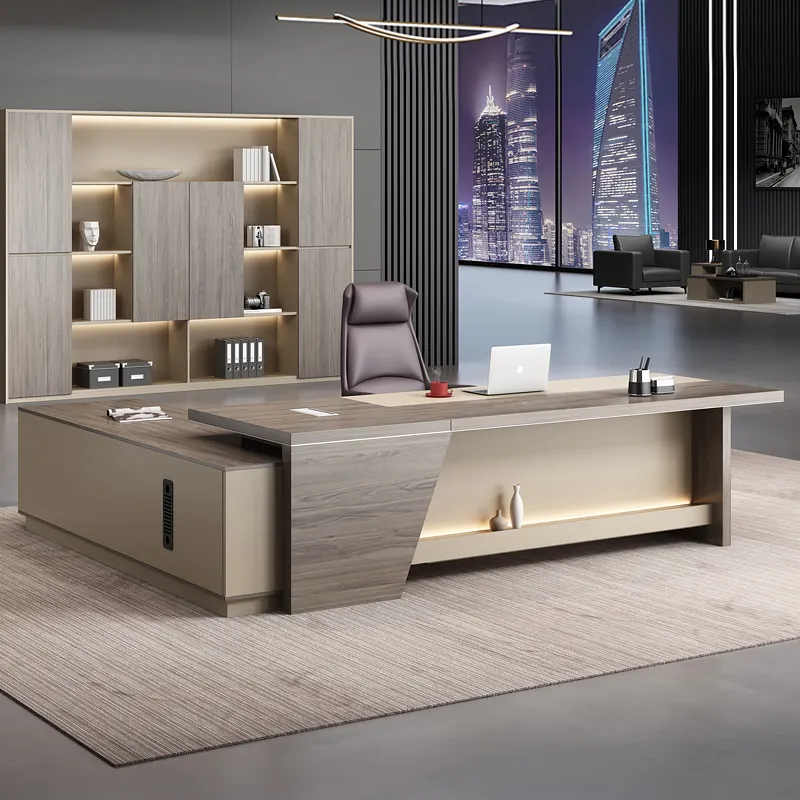 Boss Mesa de escritorio ejecutiva Muebles de oficina Mesa de negocios en forma de L Fabricante de lujo de China Mesas bonitas Oficina de madera moderna