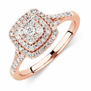 Bague de luxe pour femme, bijoux en diamant, accessoires de mariage, bagues de fiançailles en or rose 18 carats avec diamant naturel pour femme - Product Image 1
