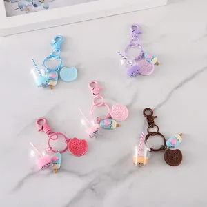 Llaveros Metálicos Rosados con Diseños de Helado, Té de Burbujas y Galletas, Regalos de Amistad para Mujeres y Niñas, Llaveros para Mejores Amigas - Product Image 3