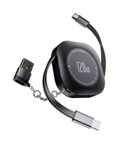 Chargeur de téléphone portable et d'ordinateur rétractable 60W TPE, charge rapide 6A, câble de données USB C de type C de 1m pour Android