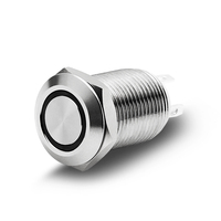 Interruptor de Botón Metálico Impermeable IP65 de 12 mm con Luz LED de Alimentación, Interruptor de Acero Inoxidable de 5 V, 12 V, 24 V, 220 V