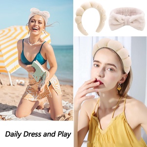 Mauri Lot <span class=keywords><strong>de</strong></span> 3 Bandeaux <span class=keywords><strong>de</strong></span> Spa et Maquillage en Tissu, Antidérapants, Éponge Volumineuse, Effet <span class=keywords><strong>Bulle</strong></span> Torsadée, pour le Lavage du Visage, pour Femme - Product Image 5