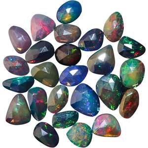 GEMKORA Ópalo negro, piedra preciosa, corte de pera, corte de rosa, ópalo natural para la fabricación de joyas, 10 piezas - Product Image 1