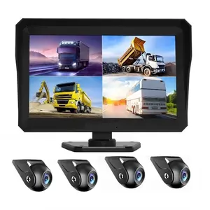 10 inç AHD 4ch kaydedici DVR araba monitör araç kamyon gece görüş dikiz kamera güvenlik gözetleme bölünmüş ekran Quad