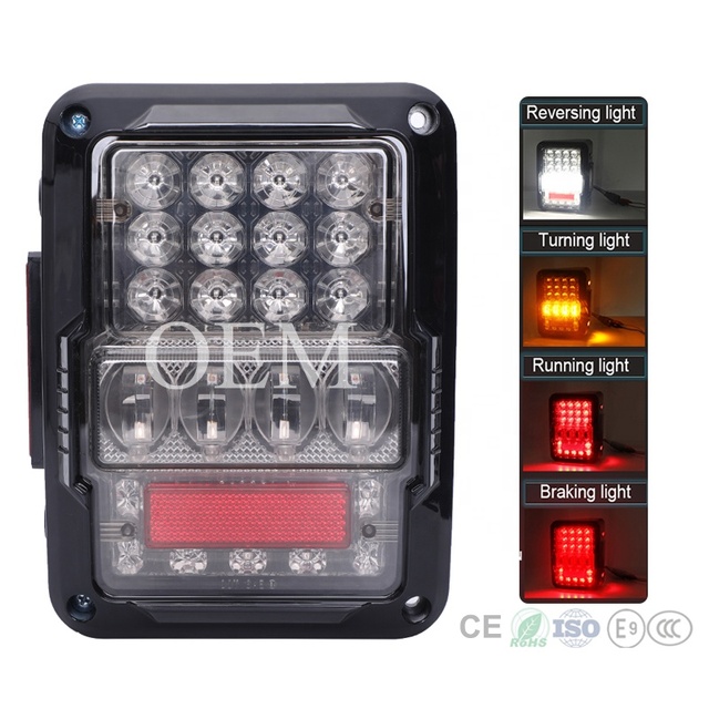 Build-in EMC Brake Reverse Light Rear Back up Lighting Daytime Running Lamps LED Tail Lights for Jeep Wrangler JK JKU 2007+