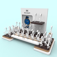 Présentoir de Luxe en Bois HUAXIN pour Montres, Support Personnalisé pour Montres, Plateau de Comptoir, Support à Anneaux en C, Finition Laquée Mate