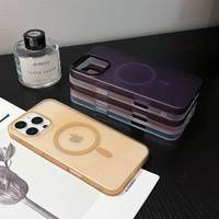 Étui de téléphone transparent givré en PC de luxe, résistant aux chocs, pour 17/16 Pro Max/15 Plus/11/11 Pro/XS/XR, coque arrière magnétique