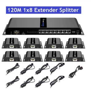 สูงสุด120เมตร<span class=keywords><strong>1x8</strong></span> 1080P <span class=keywords><strong>HDMI</strong></span>-Compatible <span class=keywords><strong>Splitter</strong></span> Extender 1 transmers 8 receivers over RJ45 CAT5e/6 with IR LKV318-HDbitT-4.0 - Product Image 2