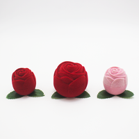 Boîte à Bague Rose Rouge Romantique Gaufrée Hongfa pour la Saint-Valentin, Étui à Bijoux Design Fleur Fraîche