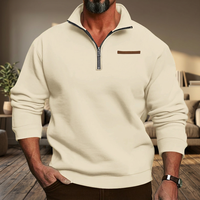 Sweat-shirt streetwear surdimensionné personnalisé, col ras du cou avec fermeture éclair, coton lourd, couleur unie, logo personnalisé, sweat-shirt pour homme