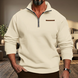 Sweat-shirt streetwear surdimensionné personnalisé, col ras du cou avec fermeture éclair, coton lourd, couleur unie, logo personnalisé, sweat-shirt pour homme - Product Image 1