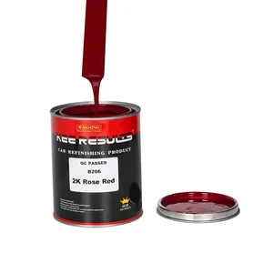 Excelente resistencia a la intemperie Pintura para carrocería de automóvil Pintura para automóvil 2K Color sólido Rosa roja Capa superior para reparación de automóviles