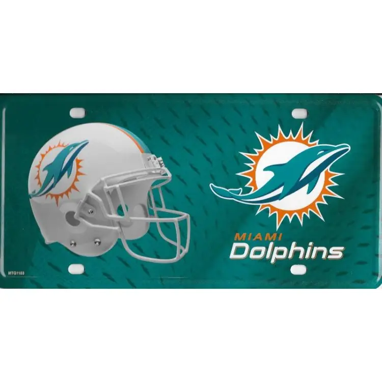 Custom Miami Dolfijnen Kenteken 6X12 Inch Aluminium Amerikaanse Voetbal Auto Decoratie Licentie Plat