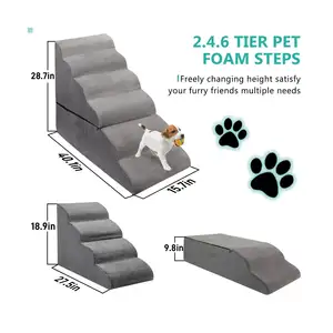 Großhandel abnehmbare Haustier-Treppen 6 Stufen Treppen Hund Anti-Rutsch abnehmbare Treppe hohe Couch und Bett Haustier-Treppen für Welpen alte Hunde