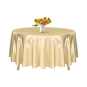 Nappe de table ronde de luxe en satin doré pour événements, décoration de table de 120 cm pour mariage - Product Image 1