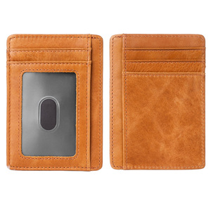 Portefeuille <span class=keywords><strong>porte</strong></span>-cartes pour <span class=keywords><strong>homme</strong></span> en cuir Crazy Horse de qualité supérieure, style vintage, design fin et minimaliste, logo personnalisé OEM/ODM. - Product Image 4