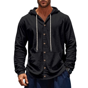 Men's Spring/Autumn Long Sleeve Hooded Shirt Casual Loose Fit Beach Jacket - Product Image 2