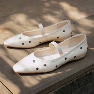 WETKISS Scarpe da Passeggio Personalizzate in Morbida Pelle, <span class=keywords><strong>Ballerine</strong></span> Mary Jane con <span class=keywords><strong>Borchie</strong></span> e Cinturino, <span class=keywords><strong>Ballerine</strong></span> da Donna con <span class=keywords><strong>Punta</strong></span> Quadrata - Product Image 4