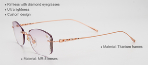 نظارات فاخرة مضادة للضوء الأزرق مع إطار مرصع بالألماس، نظارات مضادة للأشعة فوق البنفسجية للقراءة واستخدام الكمبيوتر، إطارات نظارات بصرية للنساء - Product Image 4