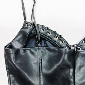 Mini-jupe <span class=keywords><strong>plissée</strong></span> en similicuir noir pour femmes, mini-<span class=keywords><strong>robe</strong></span> moulante à fente sexy pour soirée - Product Image 5