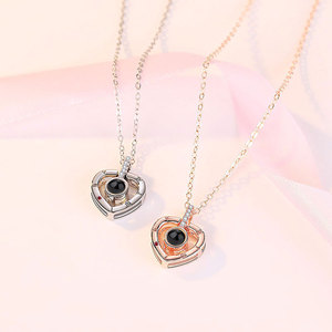 Ti amo In 100 lingue collana Micro incisione luce proiezione amore ciondolo collana gioielli femminili - Product Image 5
