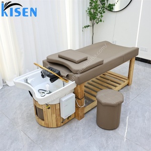 เตียงสระผมพร้อมเครื่องอบไอน้ำสำหรับร้านเสริมสวย KISEN รุ่น Head Massage Salon Spa  ฐานไม้ สำหรับร้านตัดผม - Product Image 1