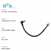 Câble d'alimentation OEM personnalisé à angle droit 90 degrés 5,5x2,5 mm avec fiche CC vers borne à fourche pour dispositif industriel