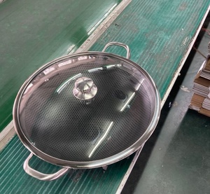 Customized SS 316 Stainless Steel 3 Layers Tri-ply Honeycomb <strong>Non</strong> <strong>Stick</strong> 2 Double Ear Handles <strong>Wok</strong> - Product Image 6