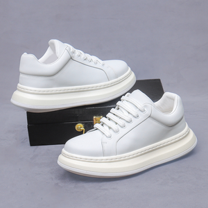 2026 New style leather casual sneakers with trendy design comfortable thick sole and high-quality leather <b>chunky</b> leather <b>shoes</b> - Product Image 1