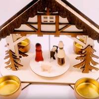 Deutsche laser geschnittene Holz pyramide Weihnachts dekoration 22cm hohe Krippe mit vier Haltern Fabrik Großhandel