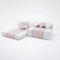 Canapé modulaire en velours sans cadre avec logo personnalisé, emballé en rouleau, livré en boîte, canapé sectionnel à expansion rapide pour studio