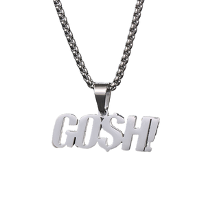 Collar de plata de acero inoxidable para hombre a la moda, cadena de cuerda, joyería personalizada con logotipo inicial personalizado, colgante de regalo - Product Image 1