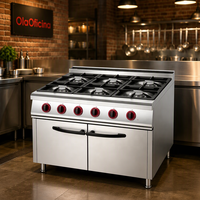 Cuisinière à gaz commerciale avec armoire, cuisinière à gaz 4 et 6 brûleurs pour restaurant, restauration, cuisine