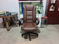 Chaise de direction en cuir PU de luxe, marron, confortable, inclinable, pivotante, pour bureau