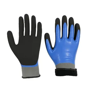 15G Polyester 7G Acrylvezel Voering Latex Zanderig Gecoate Handschoenen Winter Werkhandschoenen