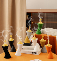 Brûleur d'encens en résine à double cône, brûleur d'encens artisanal arabe du Moyen-Orient, pièce d'art décorative