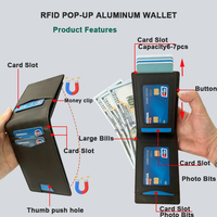 Dompet Kulit Minimalis Pria dengan Logo Custom, Tempat Kartu Bisnis, Anti Maling, RFID Blocking, Multifungsi, Dompet Pop Up