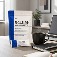 Café aux champignons avec Crinière de lion, Chaga et Cordyceps, Mélange Focus, Boisson à faible teneur en caféine pour l'énergie et le soutien immunitaire