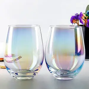 electroplated unique glass wine colour glasses modern stemless mercury red wine glass