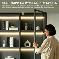 Lampe de placard/bibliothèque à double capteur de porte de 5 mètres, 12V36W, 5M, 4500K blanc naturel, avec capteur de contrôle double porte, bande LED COB