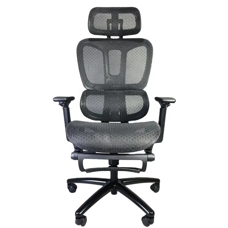 WSF 5052 3D armrest mesh chair ergonomic office chair high back lumbar support neck rest swivel seat with footrest